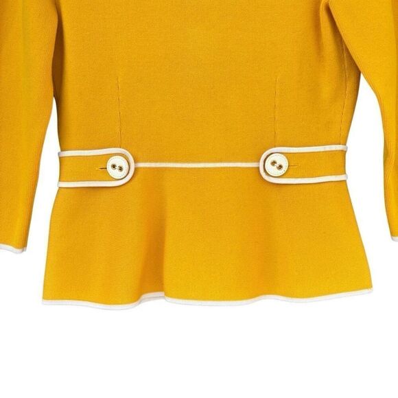 Jones New York Signature Bright Yellow 3/4 Sleeve Stretch Cardigan Women Small - Picture 7 of 10